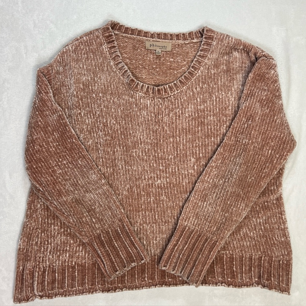 Philosophy Women’s Sweater Soft Long Sleeve Light Mauve Pink Toned Size XL